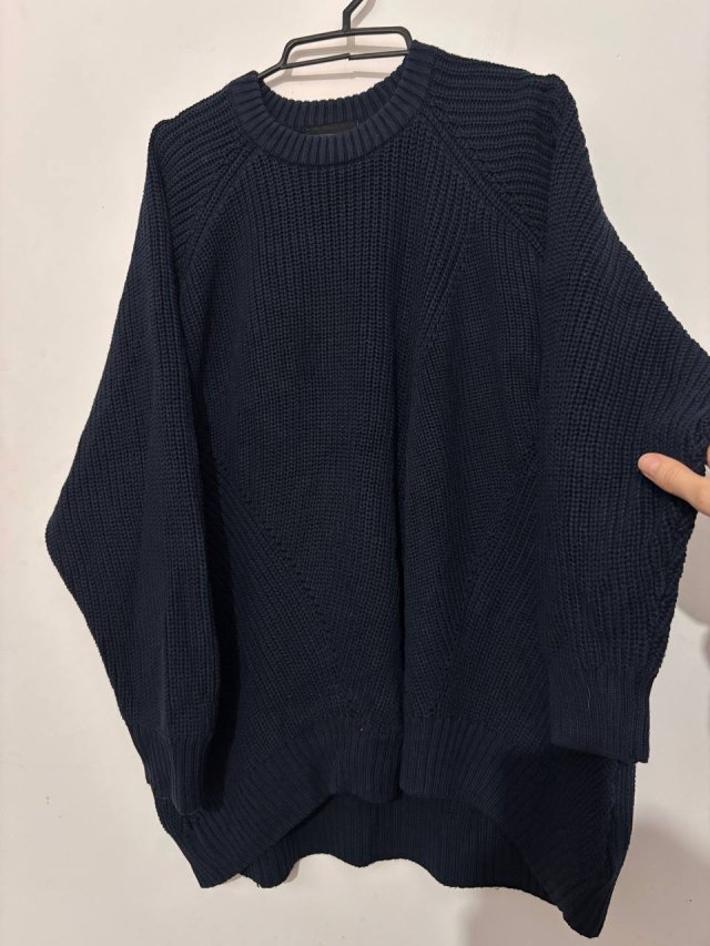 Gruby elegancki granatowy sweter oversize z szerokim splotem Monki Rozmiar 4XL / 48 / 20