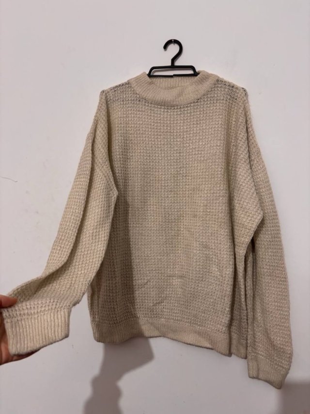 Beżowy sweter KappAhl • miękki, ciepły, fakturowany 5XL / 50 / 22·Bardzo dobry·Karolina