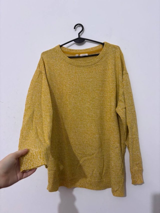 Sweter żółty BPC Bonprix Collection, miękki akryl, oversize 4XL / 48 / 20·Bardzo dobry·