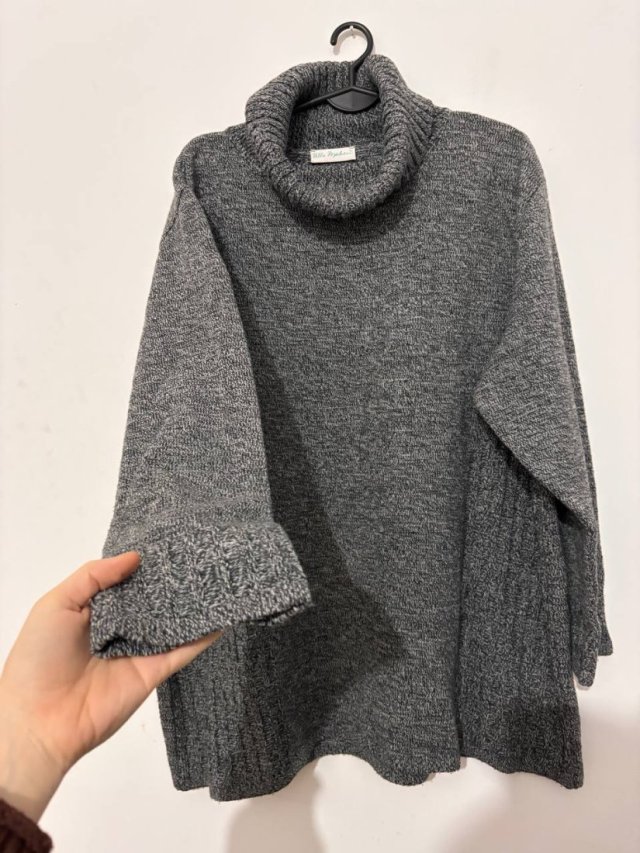 Ciepły szary golf Ulla Popken – luźny, miękki, oversize 7XL / 54 / 26·Bardzo dobry·Ulla Popken