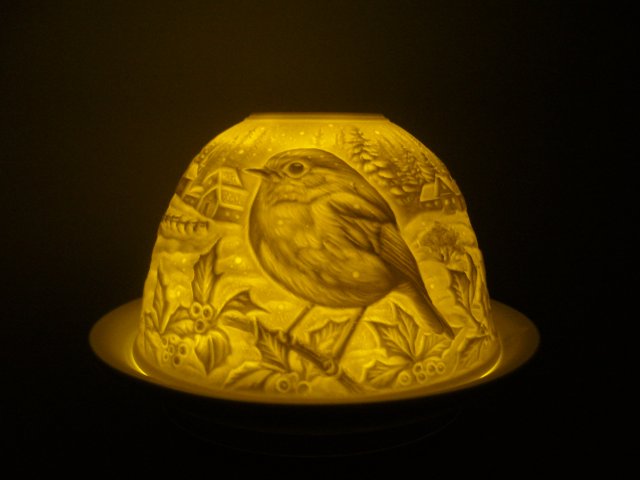 PORCELANOWY LAMPION PTASZEK RUDZIK