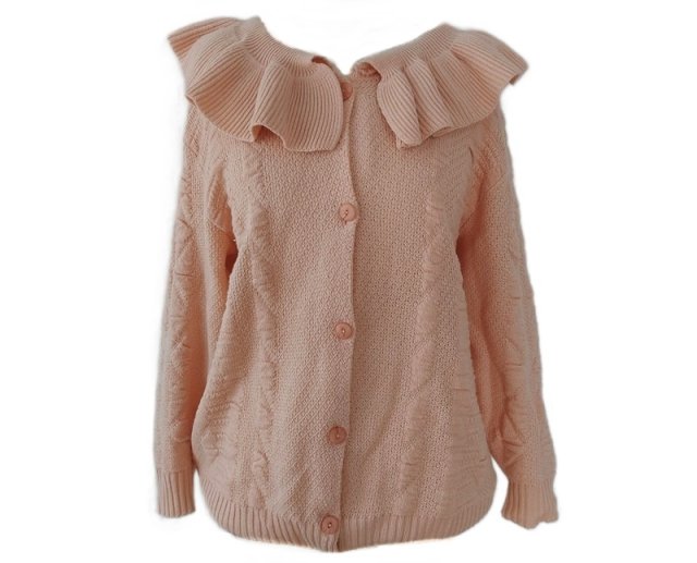 Kardigan vintage z falbanowym kołnierzem