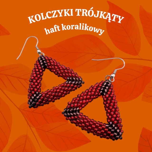 kolczyki TRÓJKĄTY haft koralikowy