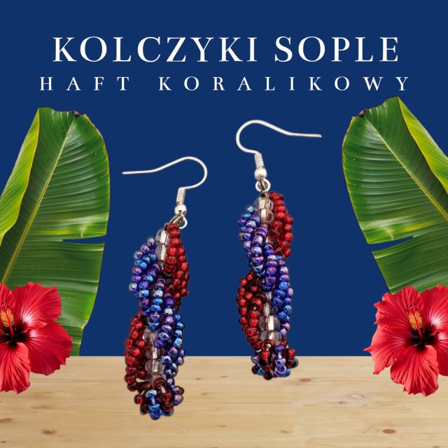 KOLCZYKI SOPLE HAFT KORALIKOWY