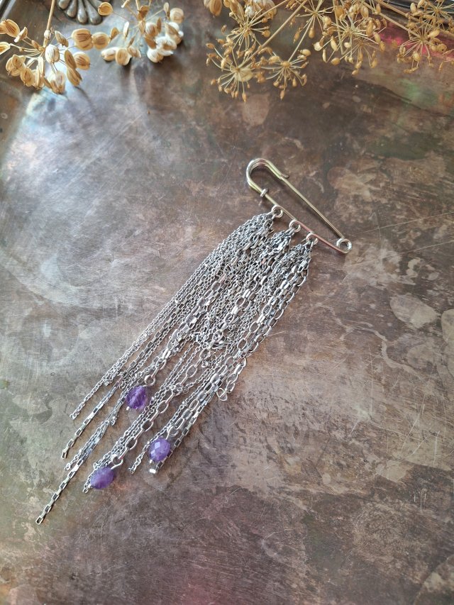 Broszka agrafka ametyst