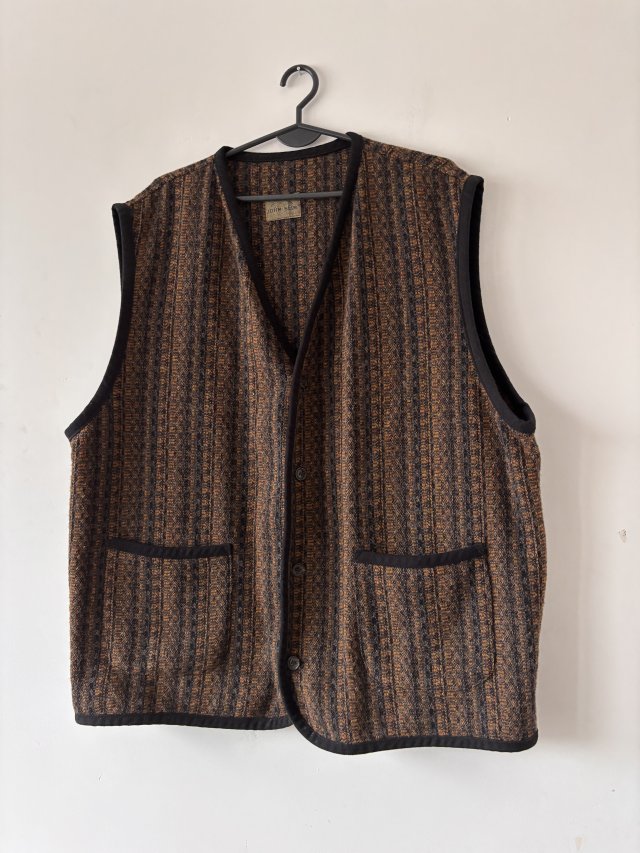 żakardowa kamizelka unisex john slim w odcieniach brązu z kieszeniami 48 4Xl