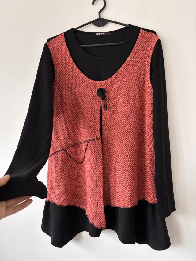 tuniko-bluza oversize bentter xl czarno-czerwona Xl xxl