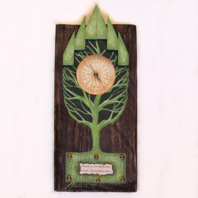 Drzewo Nadziei /3/ obraz malowany na desce technika mieszana