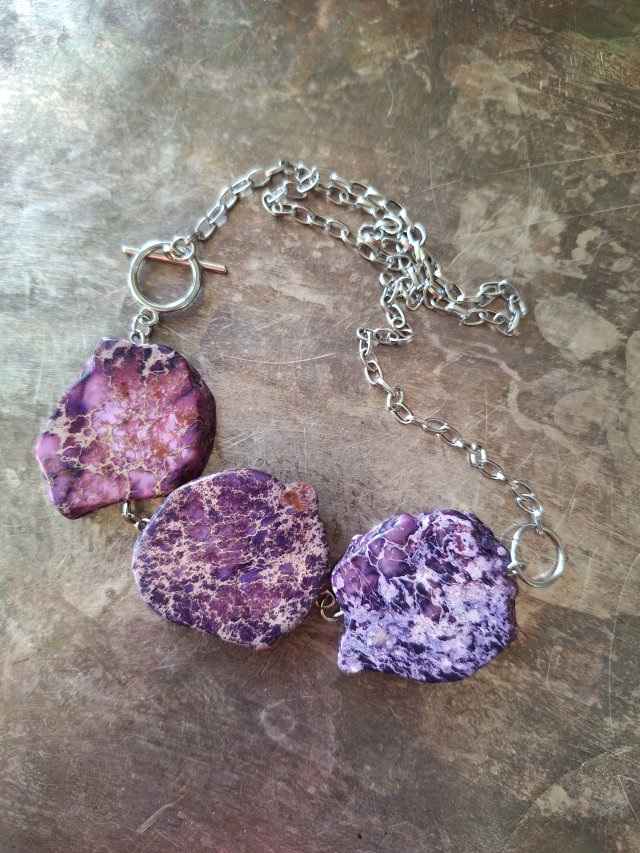 Naszyjnik jaspis lazurowe wybrzeże fioletowy