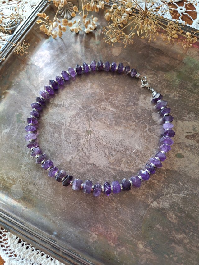 Naszyjnik ametyst poduszeczki