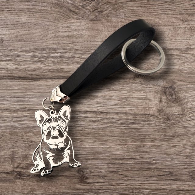 SKÓRZANY BRELOK DO KLUCZY buldog francuski