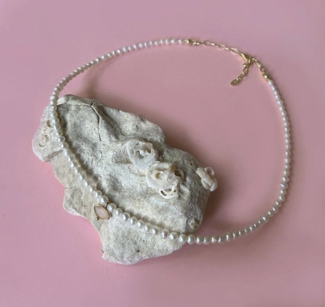 Srebrny naszyjnik z perłami, srebro 925 pokryte 24K złotem