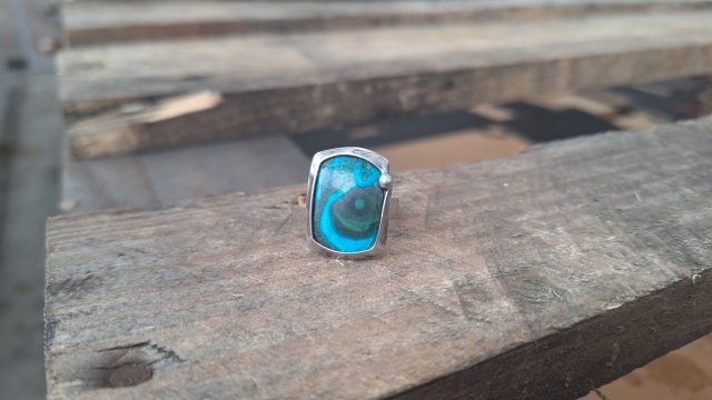 Chryzokola z azurytem - pierścionek regulowany