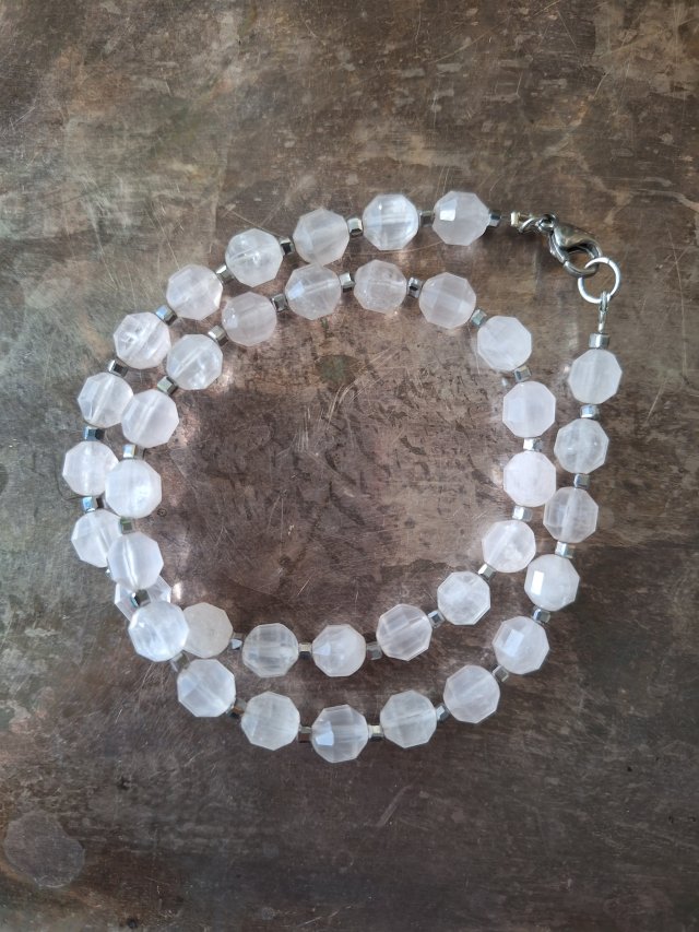 Naszyjnik kwarc różowy fasetowany