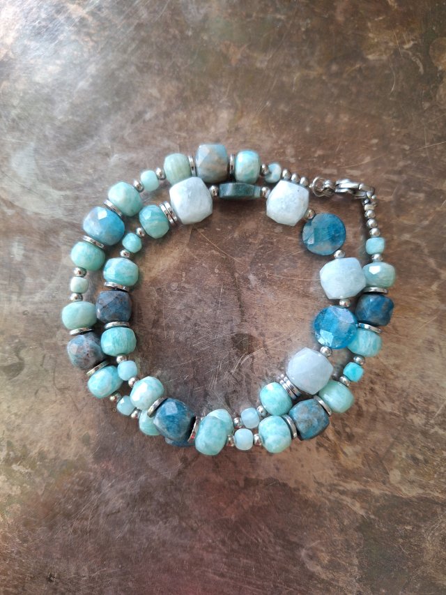 Choker apatyt akwamaryn amazonit