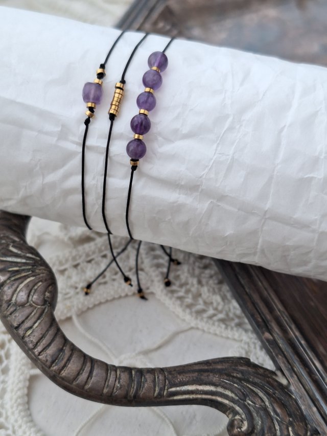Zestaw bransoletek ametyst