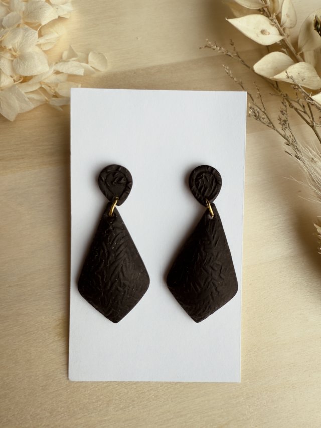 Kolczyki 3D Roślinne Geo - czarne