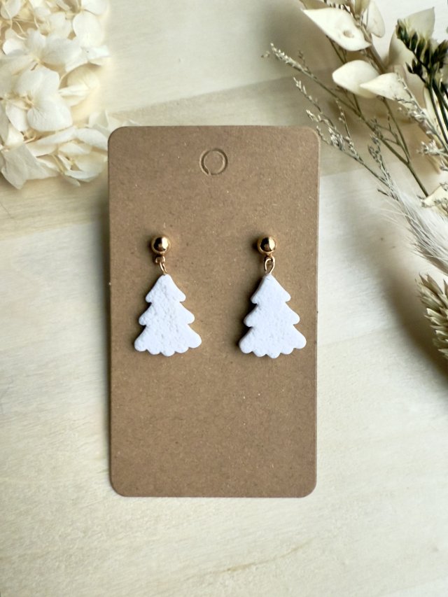 Kolczyki Świąteczne – Białe Choinki