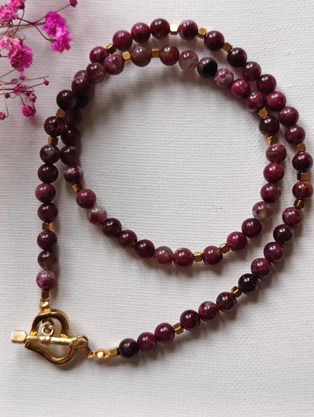 Naszyjnik - turmalin śliwkowy