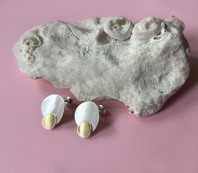 Kolczyki PLATES G, srebro 925, 24K złoto