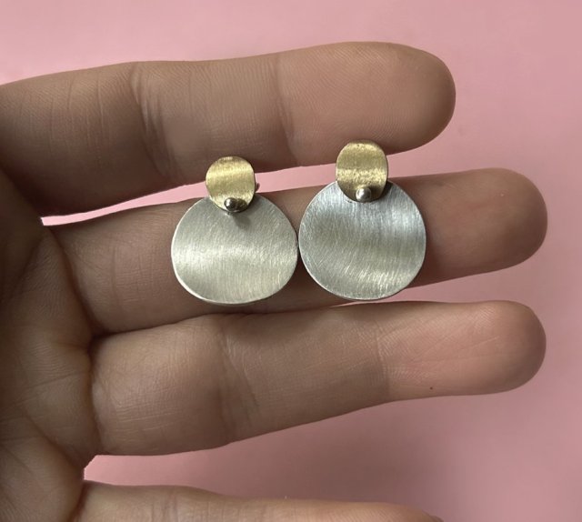 Kolczyki PLATES K, srebro 925, 24K złoto