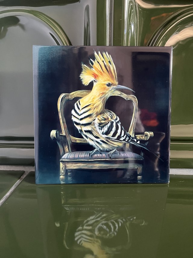 Kafelka ceramiczna, płytka, autorski kafelek z ptakiem - dudek