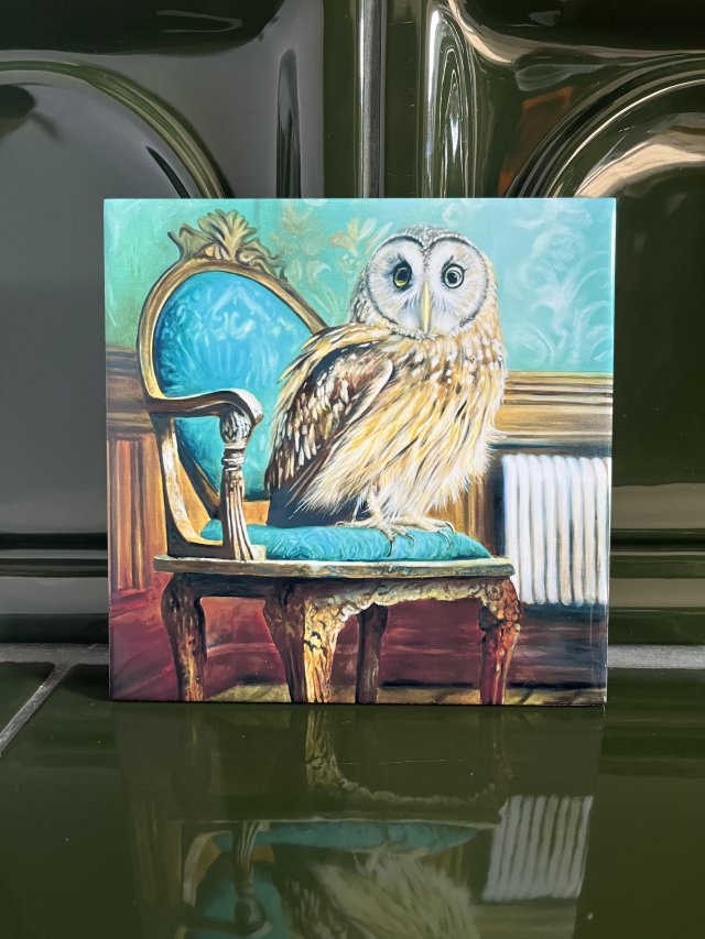 Kafelka ceramiczna, płytka, autorski kafelek z ptakiem - sowa