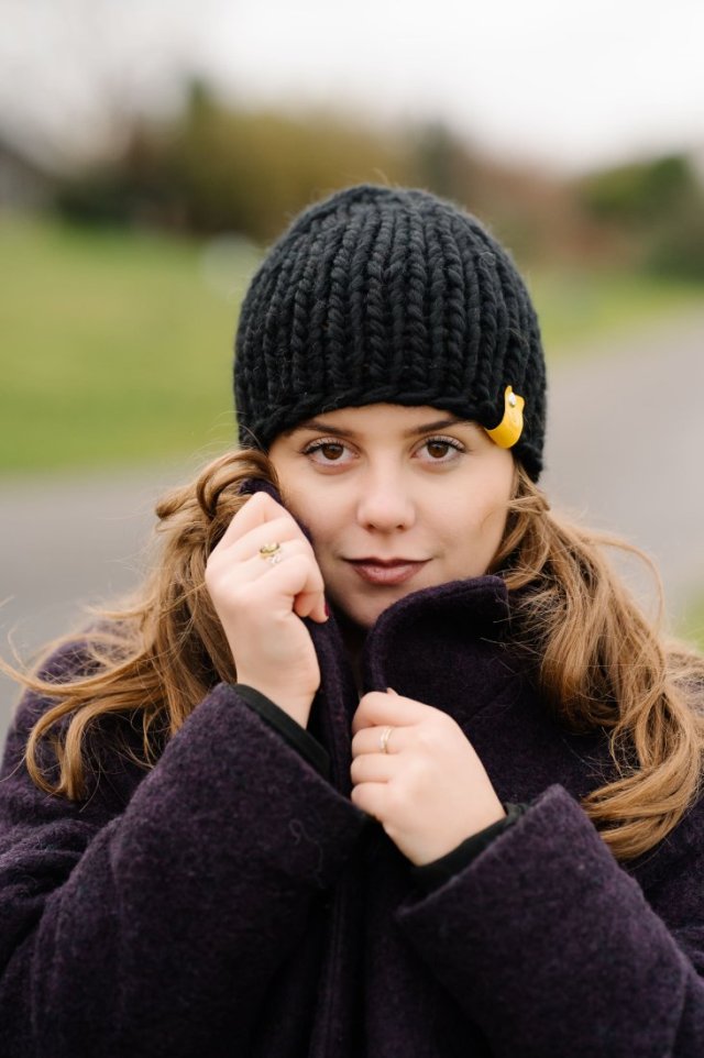 NOLA krótka wełniana czapka czarna