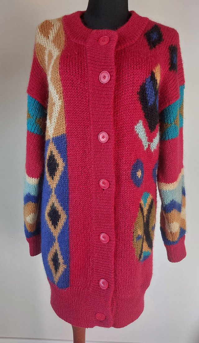Vintage sweter kardigan lata 80-te moher 50%