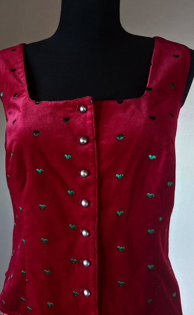 Vintage  czerwona kamizelka top folk trachten