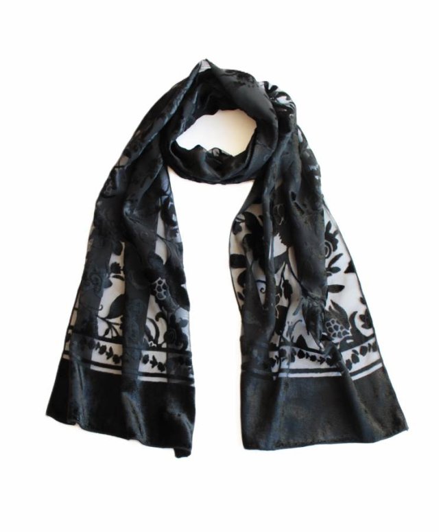 szal vintage welur transparentny retro