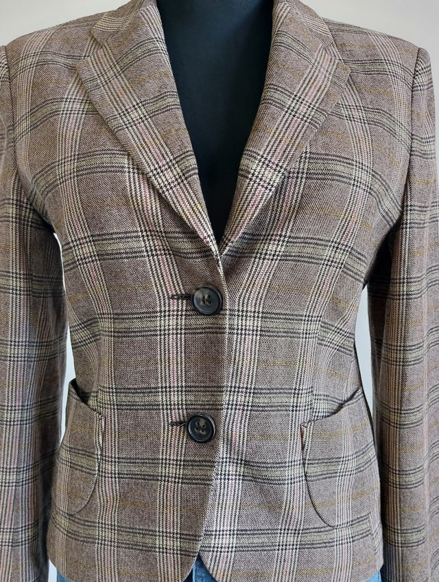 Rene Lezard marynarka w kratkę  wełna bawełna S