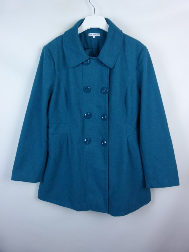 Store Twenty One turkusowy flauszowy płaszcz z wool / 20 - 46