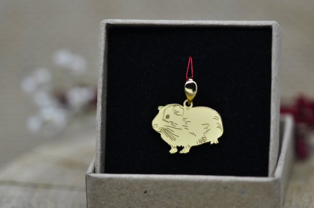 Świnka morska - wisiorek, srebro 925 pozłacane