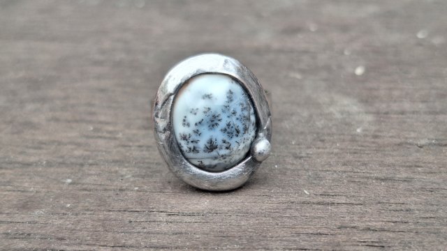 Agat dendrytowy - pierścionek regulowany