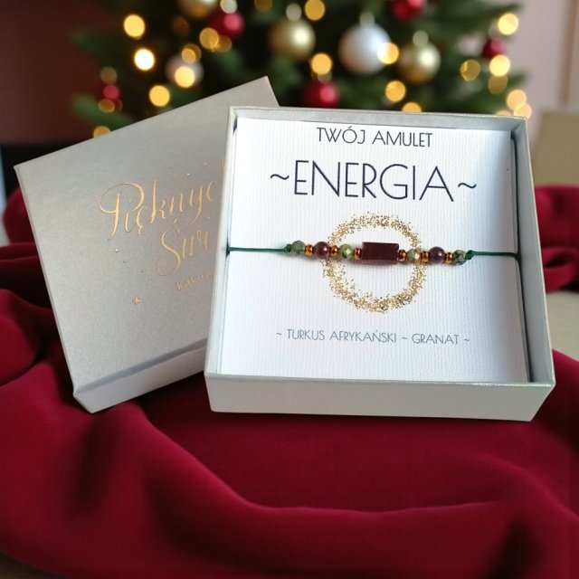 ENERGIA - amulet - talizman - świąteczne pudełko - granat, turkus