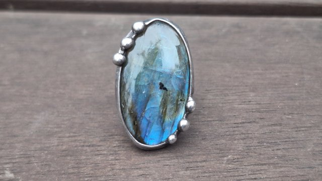 Niebieski owal - pierścionek regulowany