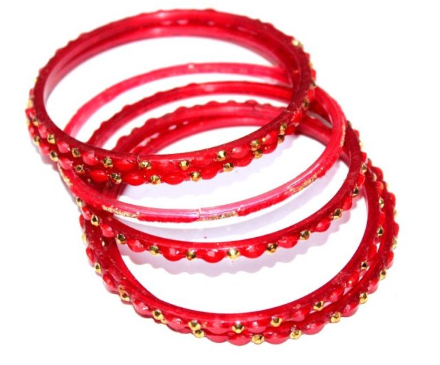 czerwone ozdobne  bransoletki Bollywood 6szt
