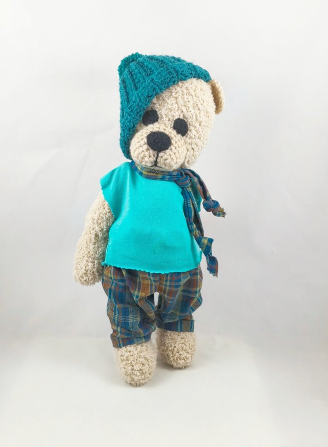 FELEK - szydełkowy miś, personalizacja