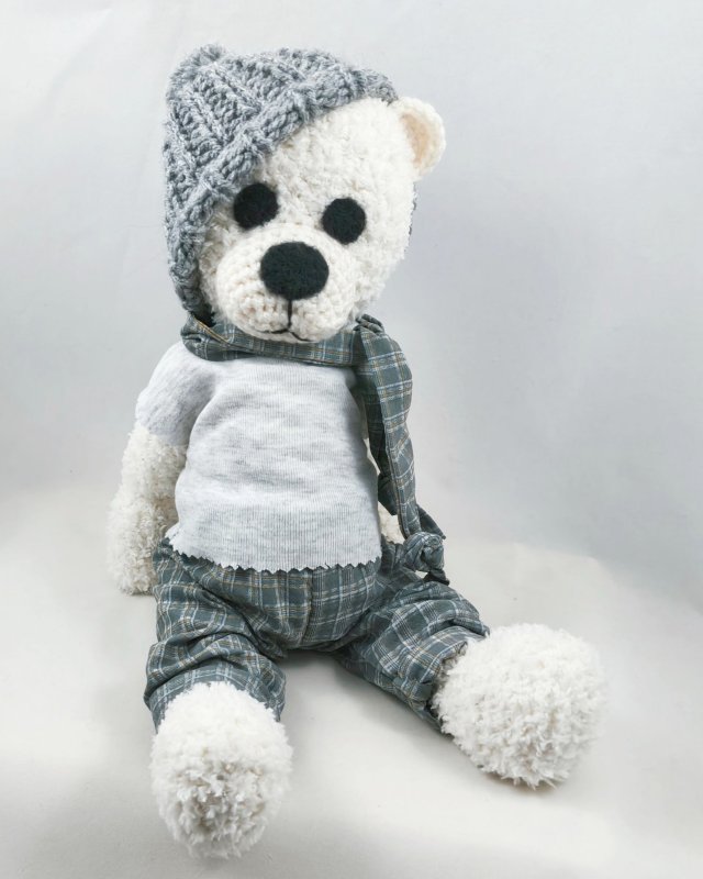 GRZEŚ - szydełkowy miś, personalizacja