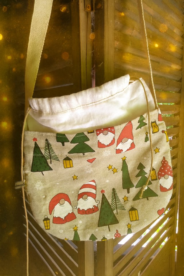 Świąteczna torebka z lnu i bawełny dla dziewczynki