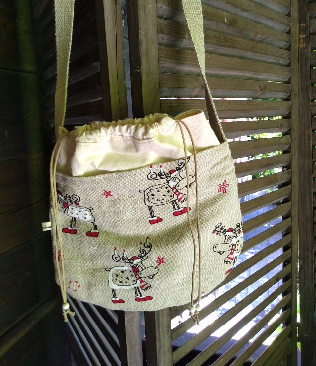 Świąteczna torebka z lnu i bawełny dla dziewczynki