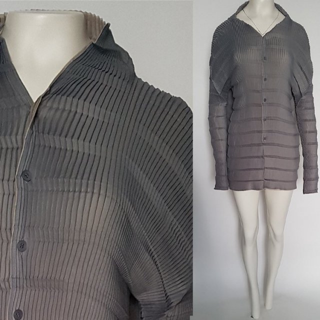 Dwustronna ciekawa koszula w geometryczne plisowane wzory Hv259