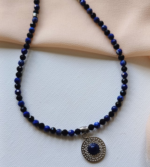 Naszyjnik - lapis lazuli i onyks