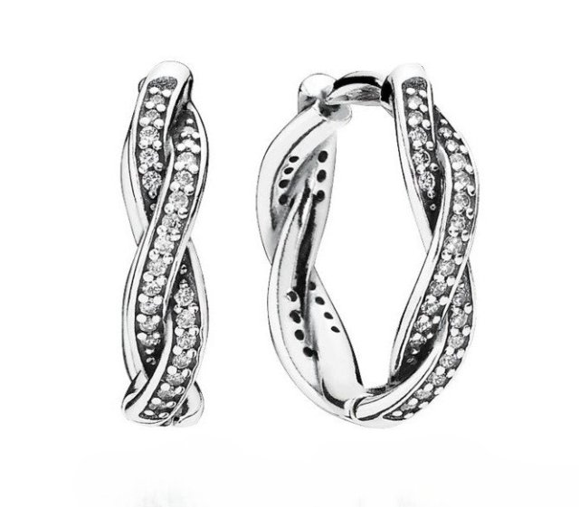 PANDORA - KOLCZYKI ZE SREBRA Z CYRKONIĄ SZEŚCIENNĄ