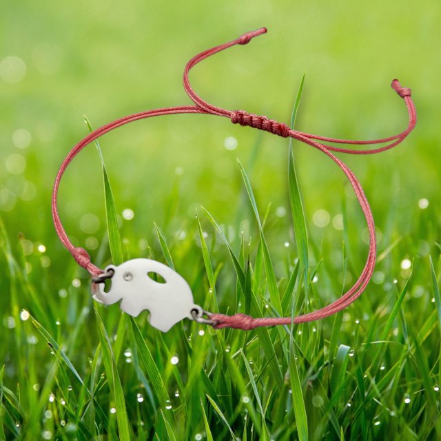 BRANSOLETKA PREEMI MAKRAMA SŁONIK jasnoróżowy