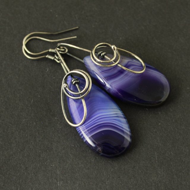 Kolczyki Asya - agat i oksydowane srebro