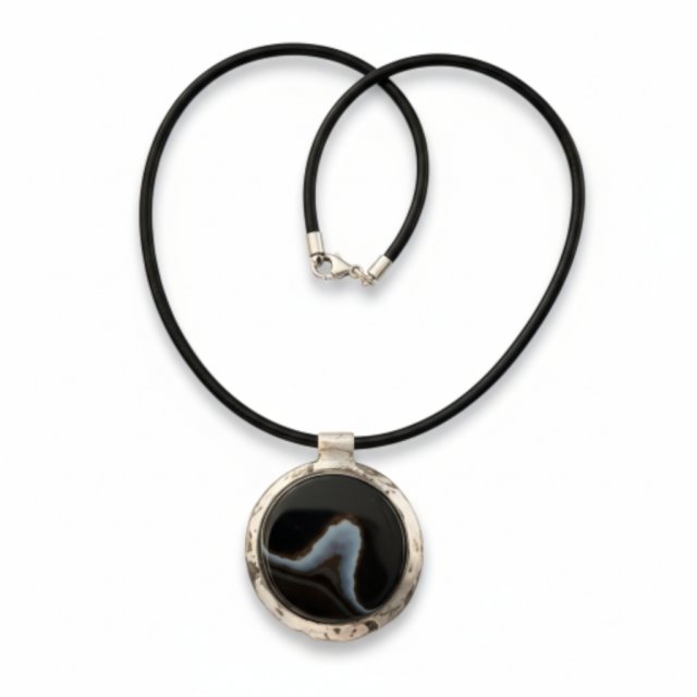 naszyjnik z witrażowym wisiorem NEGRI z agatem