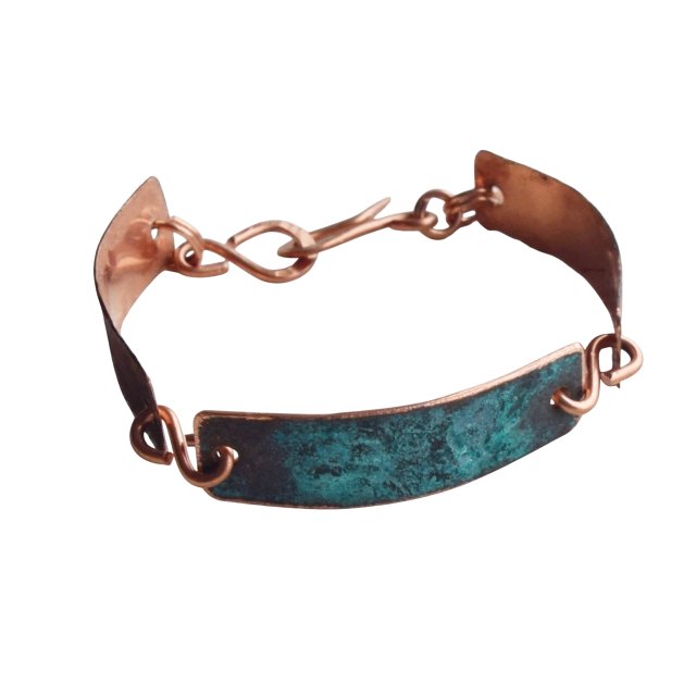 Bransoletka z kutej oksydowanej oraz patynowanej miedzi /2/