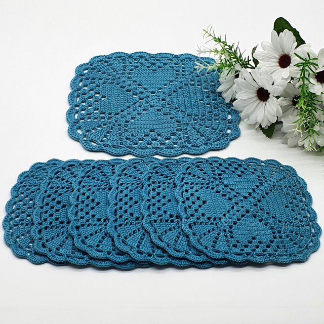 Komplet 7 podkładek turkusowych pod filiżankę